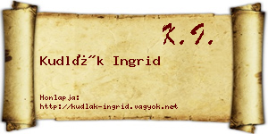 Kudlák Ingrid névjegykártya
